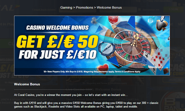 Corals Casino Bonus