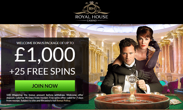 Royal House Casino Welcome Bonus